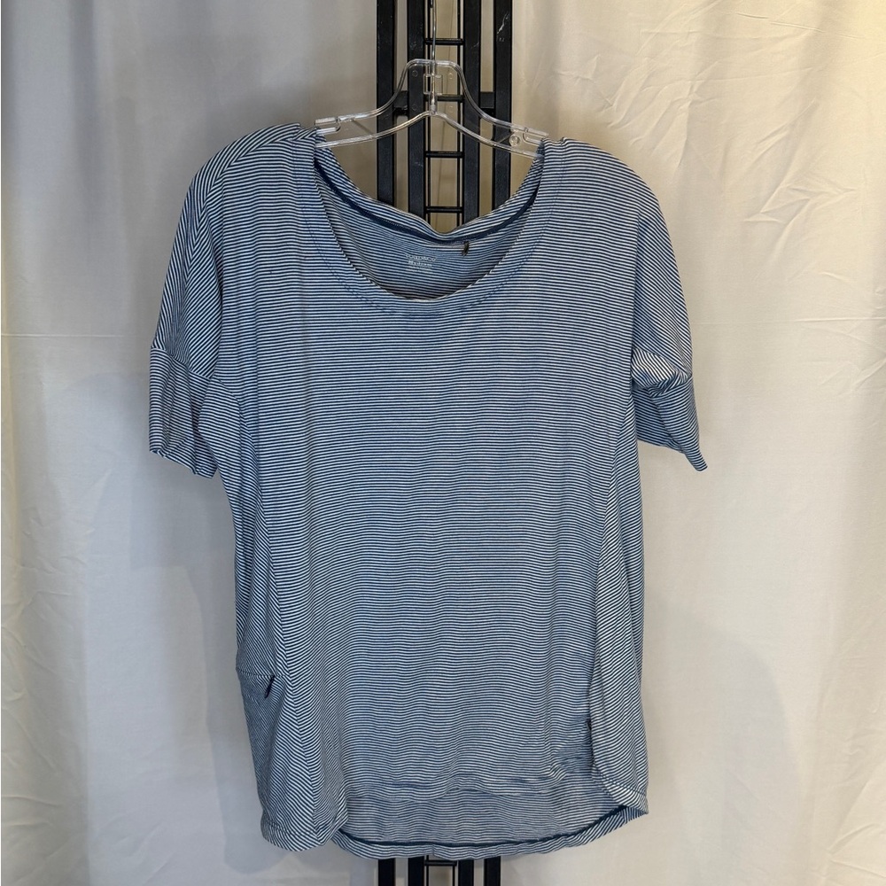 Toad&Co Blue Striped Short Sleeve Tee
